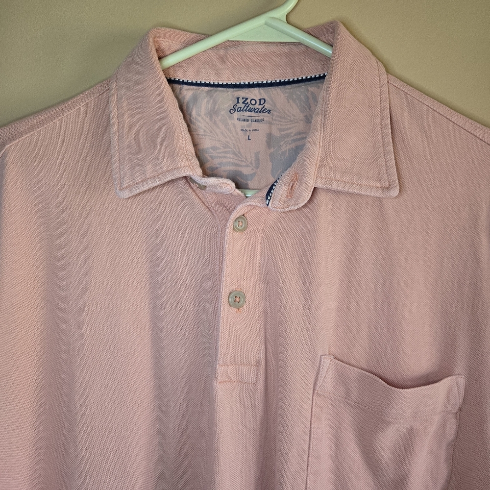 IZOD Saltwater Men's Peach Polo Shirt PTP=22"